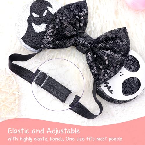Image of DRESHOW Halloween Mouse Ears Headbands for Women Sequin Bow Headbands Elastic Adjustable Headband Glitter Party Decoration Cosplay Costume for Women