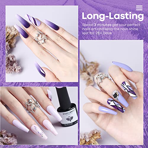 Image of modelones Gel Nail Polish Set Glitter 6Colors Purple Grape