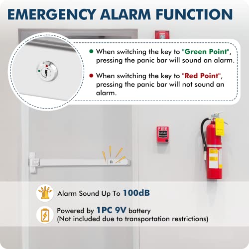 Yuchengtech Door Push Bar Panic Exit Device With Alarm Panic Bars For Exit Doors 31.5‘’ Commercial Emergency Panic Bar Exit Device Stainless Steel Panic Door Hardware For 33”-50” Wood Metal Doors #TOP2
