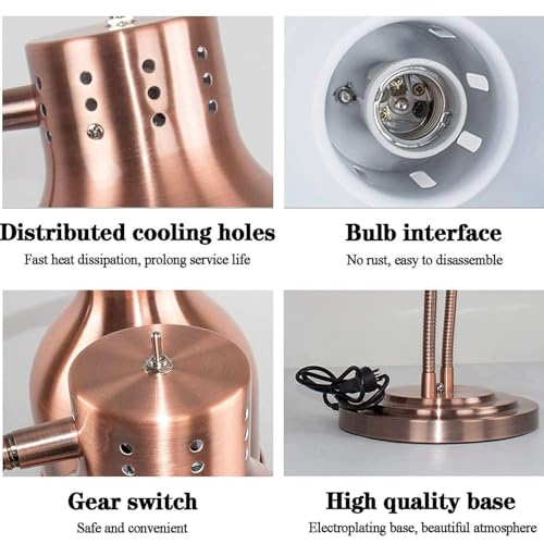 Lampada scaldavivande Commerciale, Lampada riscaldante Portatile con Tubo Flessibile Regolabile, per Cucina, Ristorante, Barbecue, Buffet, Hotel (B DoubleHead)