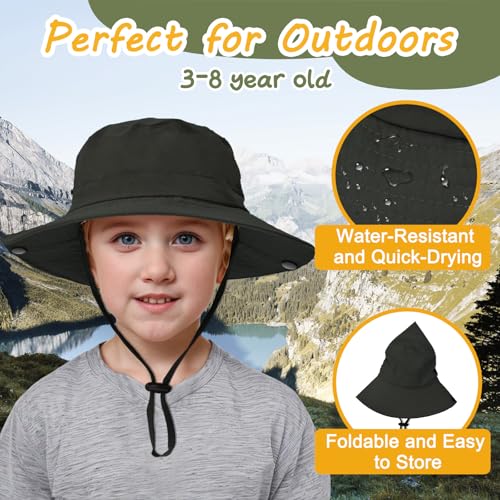 Image of Outdoor Kids Sun Hat UPF 50+ Quick Dry Foldable Bucket Hat Lightweight Adjustable Fishing Safari Hat for Girls and Boys