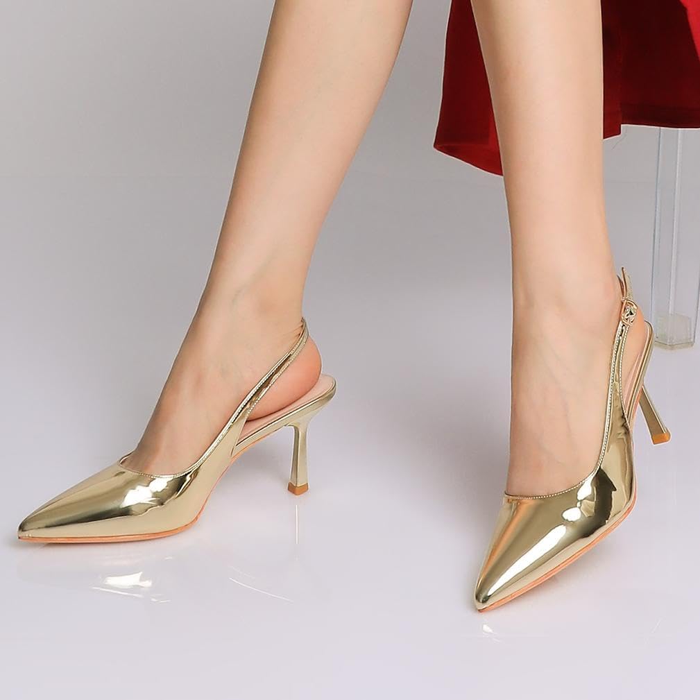 Susanny Slingback Heels for Women Pointed Closed Toe Stiletto Kitten Women's Sexy High Heeled Pumps Stray Casual Dressy Shoes Comfortable Wedding Brida Party Office - Image 8