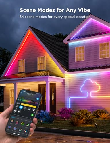 Image of Govee Outdoor Neon Rope Lights, 65.6ft RGBIC IP67 Waterproof Outdoor Decorations with 64 Scene Modes, Music Sync, Flexible LED Lights, Neon Lights Work with Alexa, Google Assistant