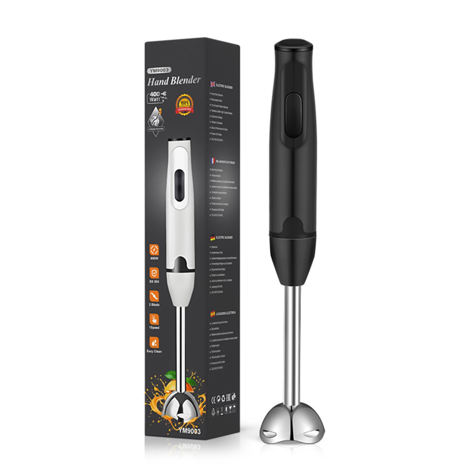 Elektryczny Blender Ręczny 400W Elektryczny Mikser z Końcówką Zanurzaniową | Mikser Ręczny do Napojów Do Napojów, Kawy, Mleka, Kuchni, Zupy, Jedzenia, Puree, Pieczenia,