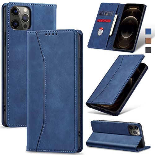 Image of Jasonyu Flip Wallet Case for iPhone 12 Pro Max,Blue