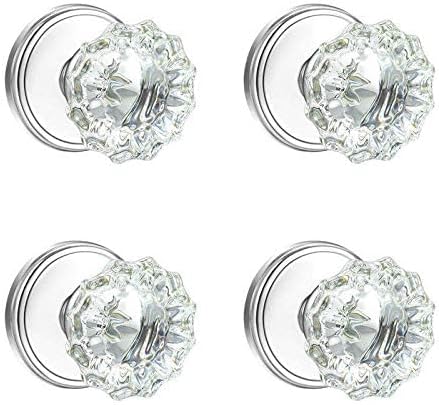 SHINY HANDLES Crystal Dummy Door Knobs Interior, Glass Dummy Door Knobs for Hall and Closet,Inactive and Non-Locking Function,Polished Chrome (4 Pack )