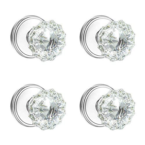 Shiny Handles Crystal Dummy Door Knobs Interior, Glass Dummy Door Knobs For Hall And Closet,Inactive And Non-Locking Function,Polished Chrome (4 Pack ) #TOP2