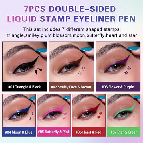 Set de 7 Delineadores de Ojos con Sello, Líquido y de Doble Punta miniatura 2