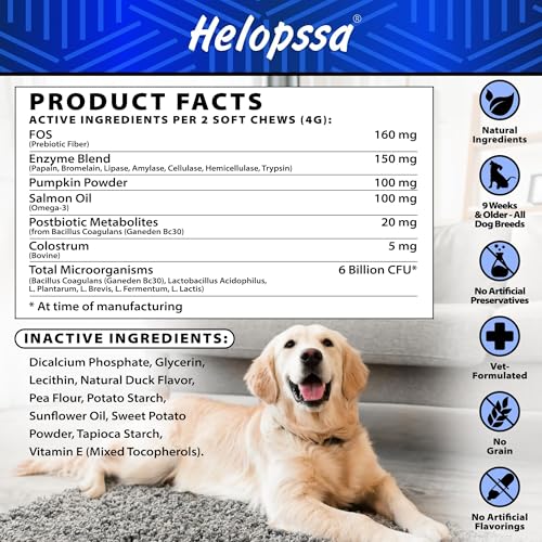 Image of Advanced Probiotics for Dogs for Gut & Digestive Health, Seasonal Allergies & Itchy Skin, Yeast Balance - 6 Billion CFU - Dog Probiotics - Without Yeast - w /Prebiotics, Enzymes, Pumpkin - 120 Treats