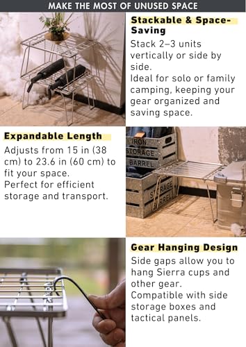 CAMPINGMOON Expandable Slim Camping Rack Foldable Gear Shelf for Tent Camping, Car Camping, RV Trips, Stackable Portable Outdoor Storage FD-22 - Thumbnail 3