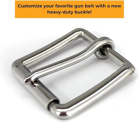Heavy Duty Buckle Set with Chicago Screws - Durable Metal Replacement Buckle Hardware (Stainless Steel, Paul Revere)