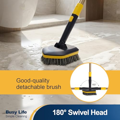 Image of Yocada Tub Tile Scrubber Brush 2 in 1 Cleaning Brush 4*Scouring Pads 58.2 inch (Pack of 2)