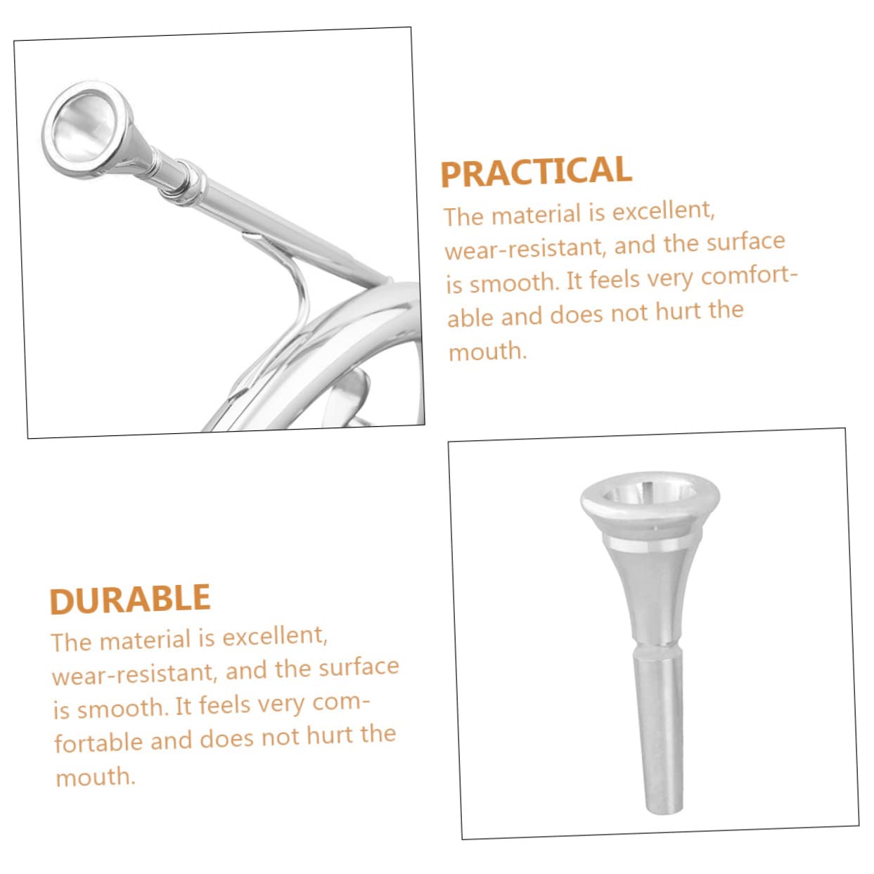 HEMOTON Music Present Pure Copper French Horn Mouthpiece Silver Replacement Horn Part Easy to Use Design