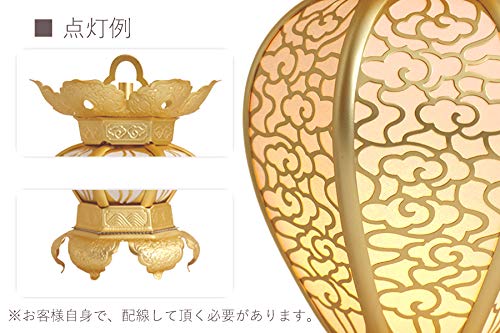 灯ろう LED 照明 仏壇 吊り 燈篭 雲柄 透かし ■ 大 ■ アルミ 金色 led電装2灯 セット ほしい物ランキング: 仏壇・神前用灯籠 で、ほしい物