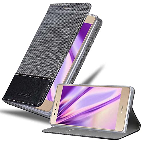 Cadorabo Book Case Compatible with Huawei P8 MAX in Grey Black - with Magnetic Closure, Stand Function and Card Slot - Wallet Etui Cover Pouch PU Leather Flip