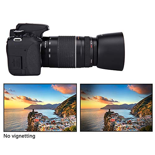 Jjc Camera Lens Hood Shade Fits For Canon Ef 75-300Mm F/4-5.6 Iii Usm & Canon Ef-S 55-250Mm F/4-5.6 Is Ii Lens Replaces Canon Et-60 Hood Reverse Attaching -Black #TOP6