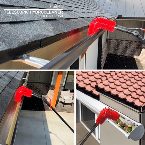 Telescopic Cleaning Brush (Gutter cleaning kit), Water Powered, Gutter Cleaning Brush Roofing - Image 3