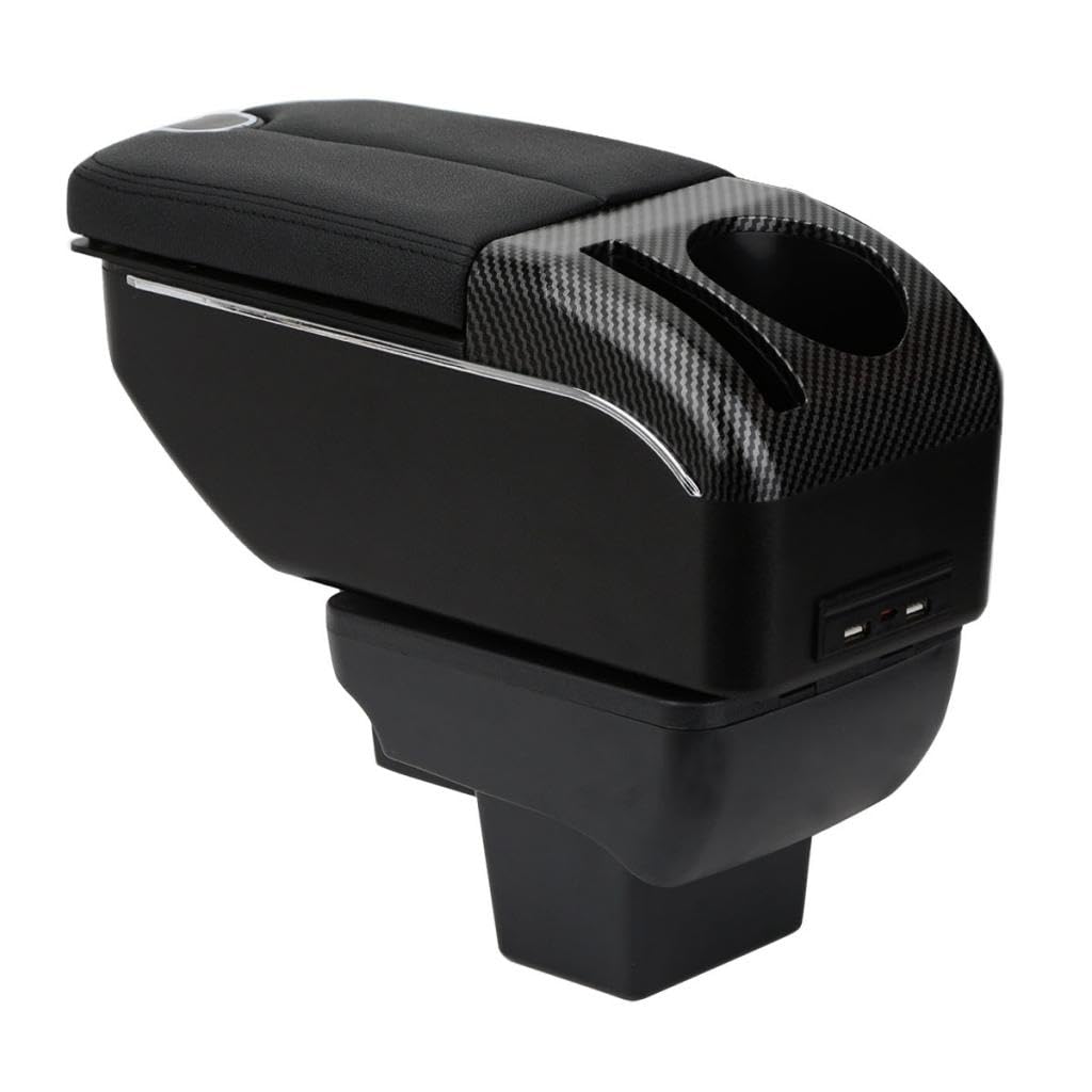ZENVI Armrests Compatible with Volkswagen VW Polo Armrest 2020-2024 Center Console Organizer Box Double Door Style Usable for Elbow Support （Black Style）