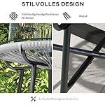 Outsunny Beistelltisch PE-Rattan mit Glasplatte Grau