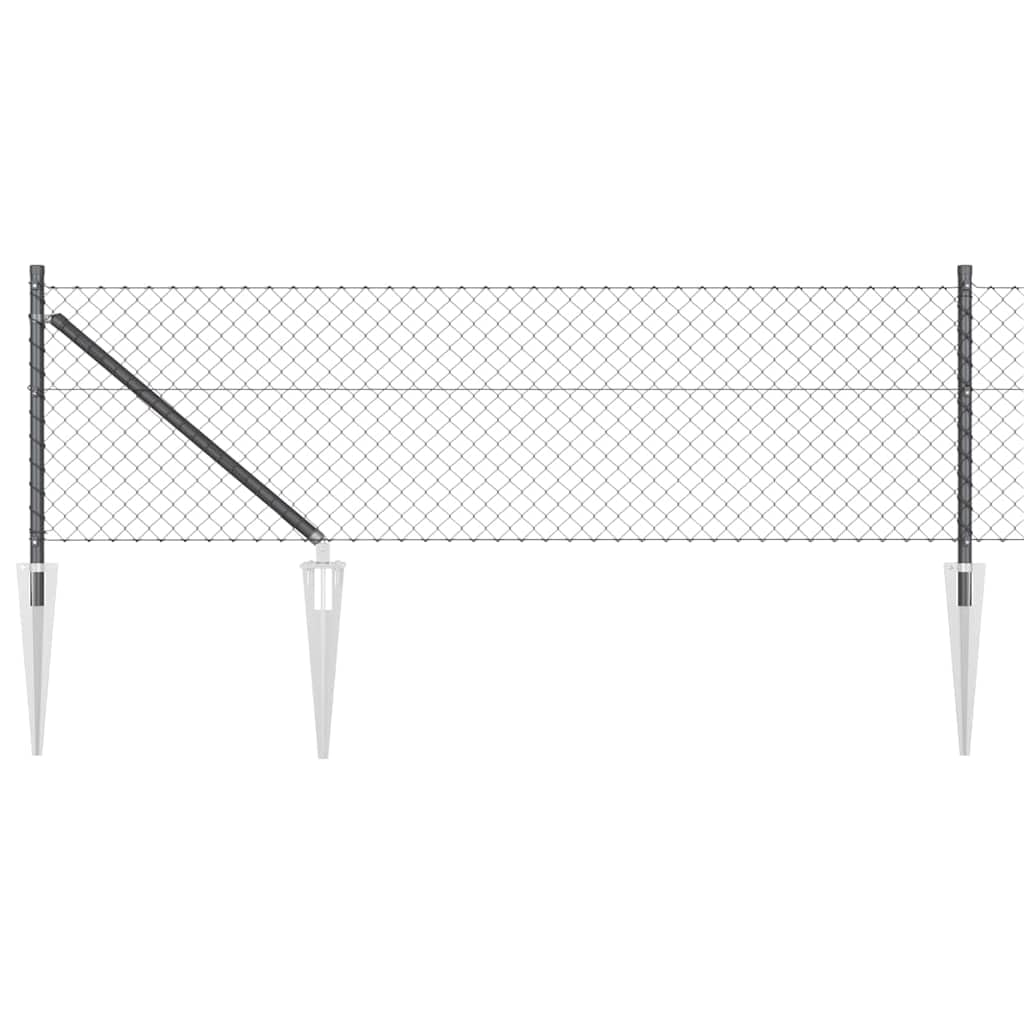 Grey Fence Post 10 x 0.8 m Steel and PVC Garden Boundary Kit with 40 x 40 mm Mesh, Powder Coated Outdoor Security Barrier for Terrace Lawn, Corrosion Resistant and UV Protected Easy Assembly