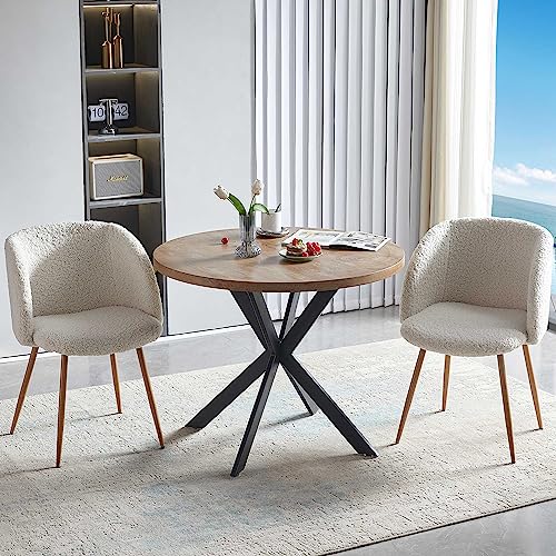 Homedot 3 Pieces Dining Table Set for 2, Home Kitchen Round Dining Table with Thick Tabletop and 2...