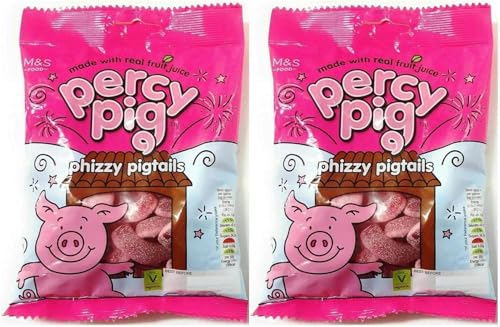 Percy Pig Phizzy Pigtails Soft Sour Fruit Gummies 170g (2 Pack)