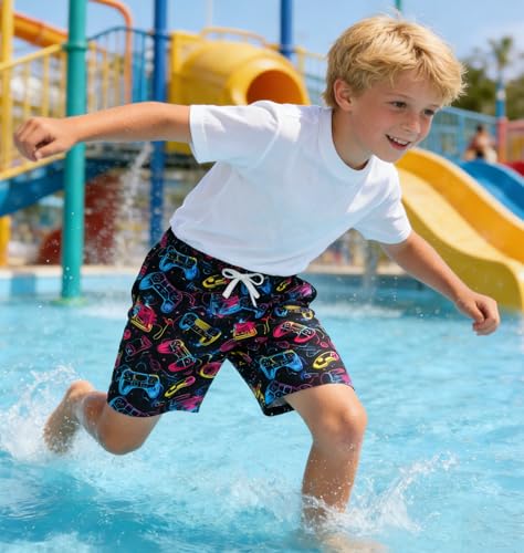 Image of uideazone Boys Teens Swim Trunks Quick Dry Waterproof Surfing Board Shorts Drawstring Elastic Waist with Mesh Lining 5-14T