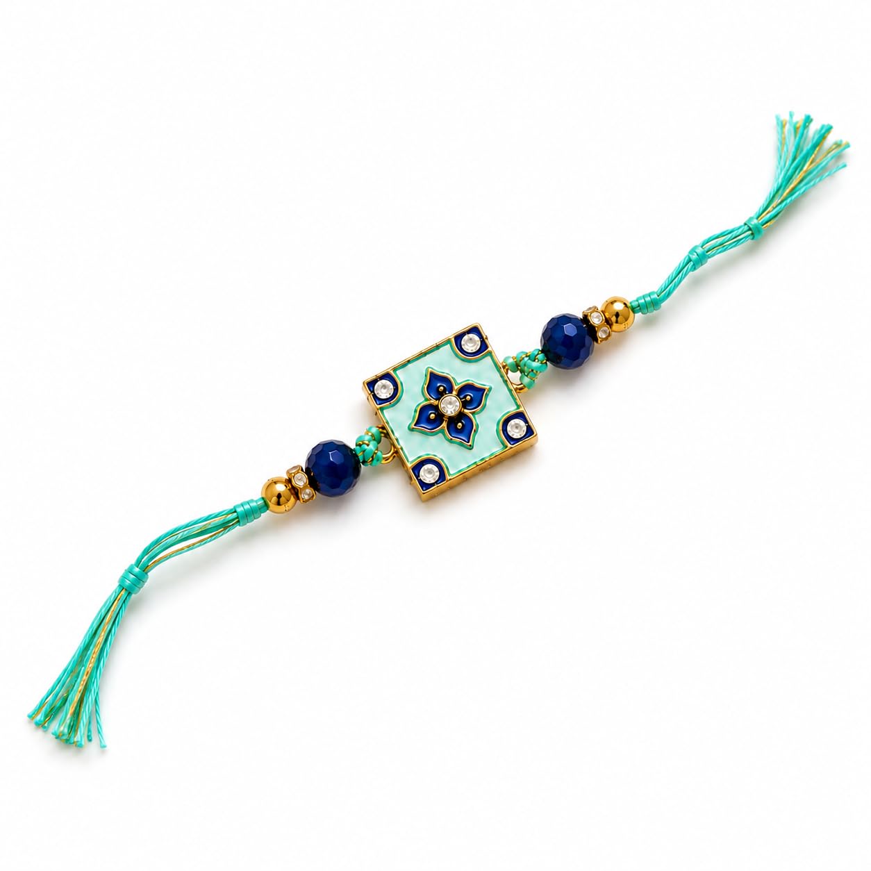 JAIPUR ACE Elegant Blue BRO Designer Rakhi Gift Set with Greeting Card and Roli Chawal Pouch, Premium Brother Rakhi Bracelet, Festive Raksha Bandhan Gift for Brother, Traditional