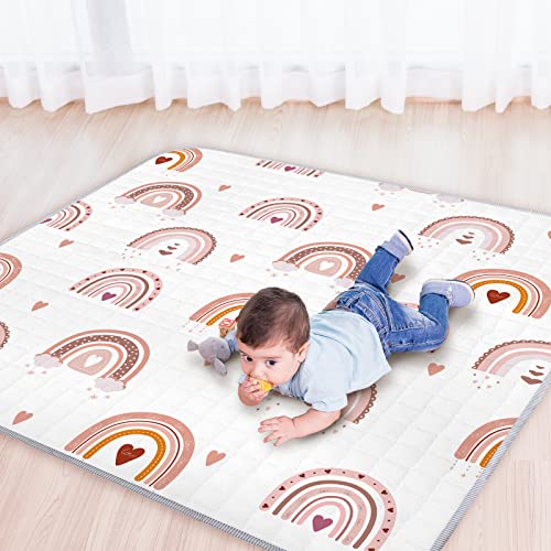 Funtery FUNTERY-KIDS MATS FLOOR-01 Boho Rainbow Portable Baby Play Mat, 43 X 43 Inch Washable Foldable Crawling Mat, Non Slip Playmat For Babies thumb #1
