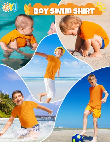 Image of Boys Rash Guard Short Sleeve Swim Shirt UPF+ 50 Rashguard for Toddler Teens Water Sun Shirts Swim Wear Quick Dry