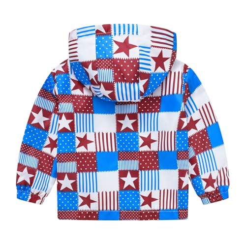 Toddler Boys Girls Dinosaur Print Zip Jacket Hooded Trench Lightweight Kids Coats Windbreaker (Sky Blue, 5-6 Years)2