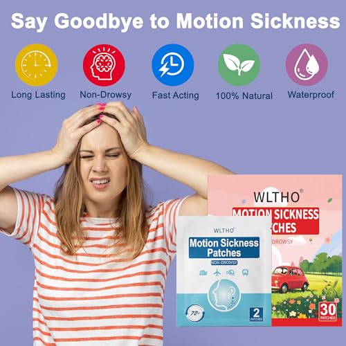 Image of 30ct Motion Sickness Patches Non Drowsy, Sea Sickness Patch for Cruise Travel Essentials, Waterproof Patches Behind Ear, Custom Floral Pattern, Long Last 72H