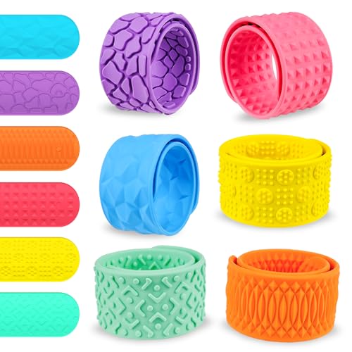 SHBAOCH Fidget Bracelet, Slap Bands Silicona para Niños a partir de 3, 4, 5, 6, 7, 8 Años, Pulseras Snap para Niños Niñas Cumpleaños