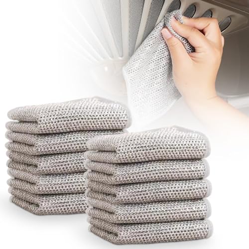 PEINIQULL Stracci multiuso per lavare i piatti, in acciaio inox argentato, panno per lavare i piatti bagnati e asciutti, riutilizzabili, in metallo di alta qualità, strumento per pulire la cucina di