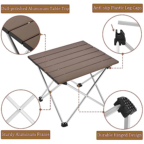 Grope Portable Camping Table With Aluminum Table Top, Folding Beach Table Easy To Carry, Prefect For Outdoor, Picnic, Bbq, Cooking, Festival, Beach, Home (Coffee-S) #TOP1