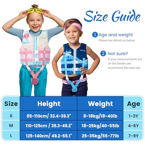 Zeraty Toddler Swim Vest Neoprene Kids Float Jacket Swimming Aid for Children Girls and Boys 36-40-50-60-70-88Lbs with Dual Adjustable Safety Straps