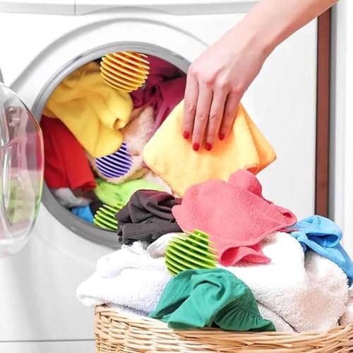 Image of 2 Pcs Washing Machine Lint Remover Waste Collector Bag Pouch Filter With 4 Pcs Reusable Laundry Dryer Balls Anti-Winding Home, Dormitory, Clothes Reduce Wrinkles Multicolor
