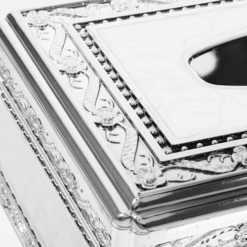 Caja de pañuelos de plata acrílica de lujo con diseño moderno rectangular europeo 4