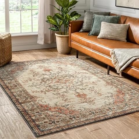 Hafaa Machine Washable Vintage Area Rug Cover