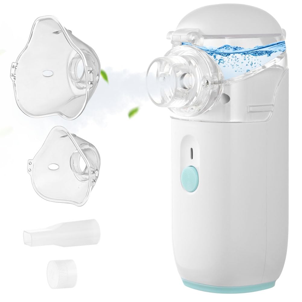 Nebulisateur pour Adultes, Nebulisateur Portable Rechargeable pour Adultes et Enfants, Inhalateur Silencieux pour Enfants avec 2 Masques et Embout Buccal, pour Usage Domestique et en Voyage