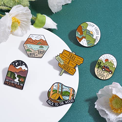 Image of Ornaland 7 Pcs Outdoor Travel Enamel Brooches Pins Cute Creative Brooch Cartoon Nature Camping Lapel Pins Alloy Enamel Brooches Badges Jewelry Gifts for Women Backpacks Clothes Jackets Hats