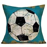 Xihomeli Vintage Soccer Pillow Cover 18x18 Inch Throw Pillow Case Personalized Square Pillow Sham Co