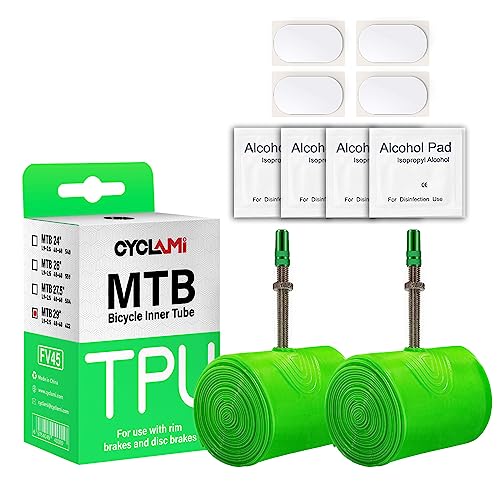 2本セット CYCLAMI 65g 超軽量 マウンテンバイクTPUインナーチューブ 29" X 1.9-2.5 MTB自転車用インナーチューブ バルブ長 フランス 45mm(4個のPCSバイクインナータイヤパッチ修理キットが含まれています)