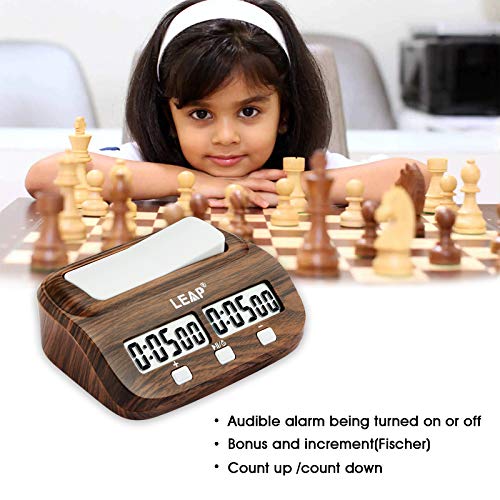 Leap Magnetic Wooden 15.5’’ Chess Sets And Classic Chess Clock Wooden Appearance Bundle Great For Chess Board Game #TOP6