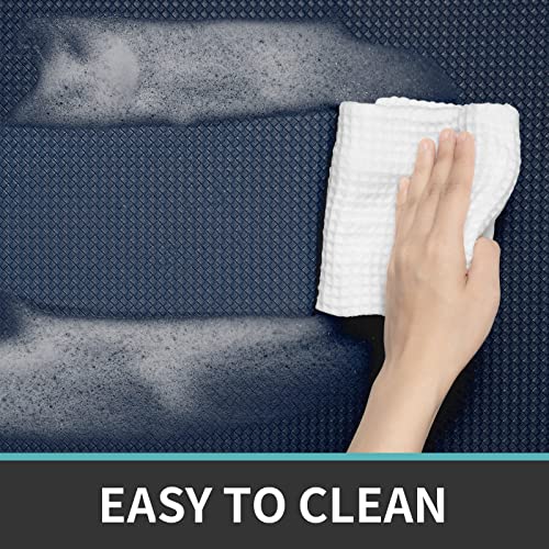 Dexi Navy Blue Kitchen Rugs And Mats Cushioned Anti Fatigue Comfort Mat 2/5Inch Non Slip Standing Rug 2 Pieces Set 17"X29"+17"X59" #TOP2