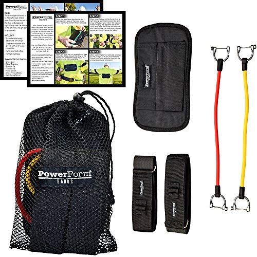 Golf Swing Trainer - Resistance Bands Training Kit to Help Golfers Reinforce Proper Swing Mechanics – Includes 2 Levels of Resistance, 2 Arm Straps, Back Strap, Bag, Instructions (PAR 4 - Yellow, Red)