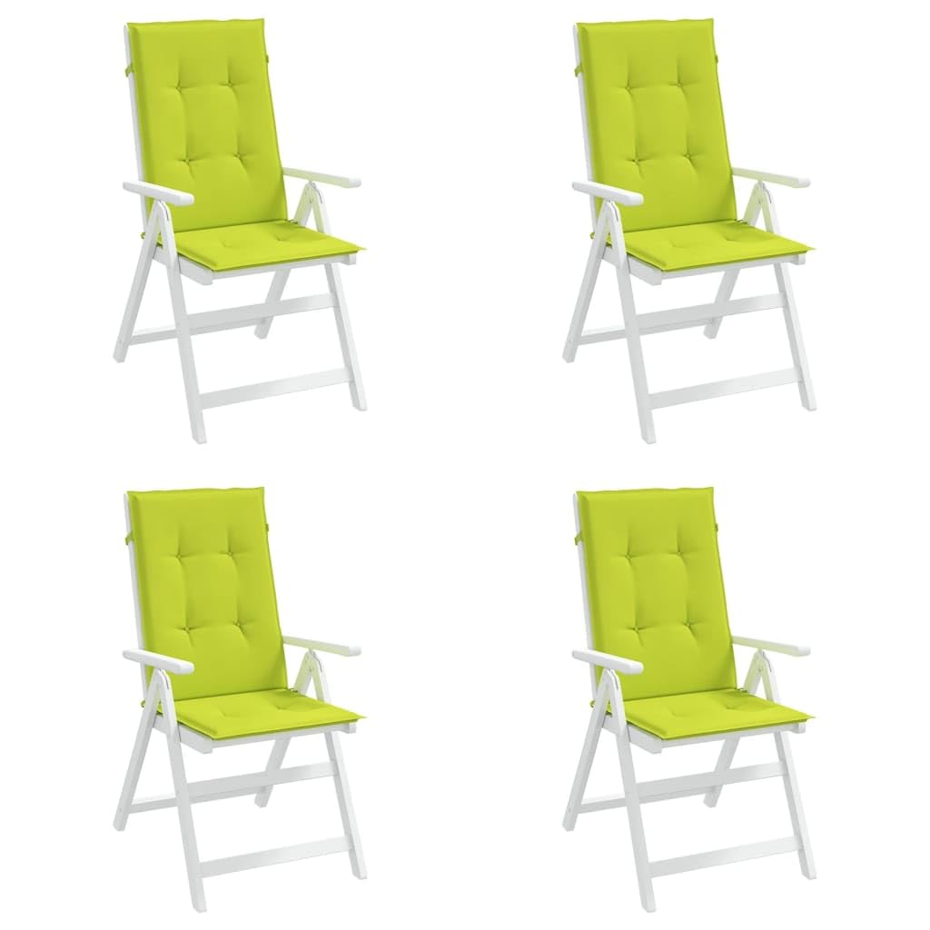 4er Set Gartenstuhlauflagen für Hochlehner, Knallgrün, 120x50x3 cm Sitzauflagen aus Polyester mit Schaumstoff-Füllung für Gartenstühle, Hochlehner-Stuhlkissen Set