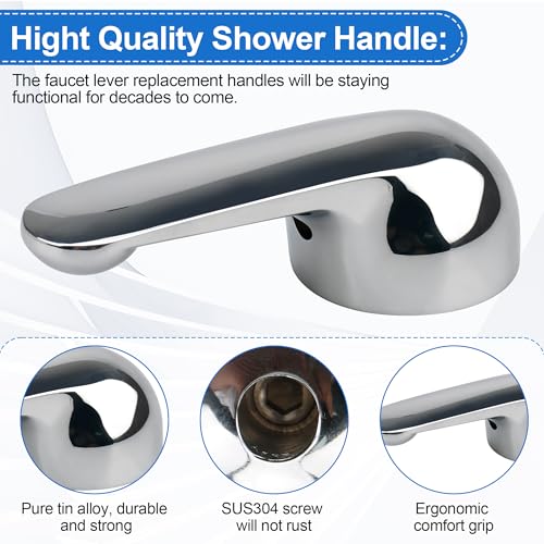 Image of H79 Shower Handle Compatible with Delta Tub & Shower Single Metal Lever Handle, for Delta 1300 /1400 Series Faucet Handle Replacement Chrome, Shower Replacement Parts with Screw & Wrench