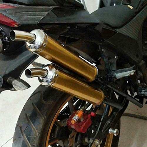 Końcówka wydechu wlotowego, układ rur wydechowych motocykla, tłumik wydechowy ze stali nierdzewnej 20mm/0.8in zmodyfikowane części do motocykla 2 suwowego(Gold)