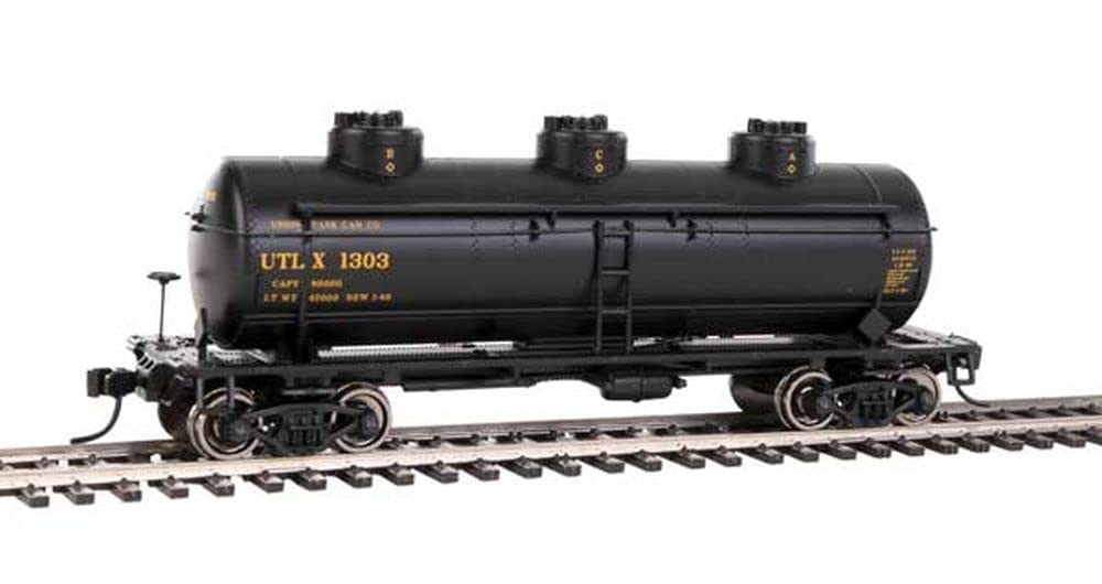 Walthers HO Scale 36' 3-Dome Tank Car UTLX (Black/Gold Lettering) #1303